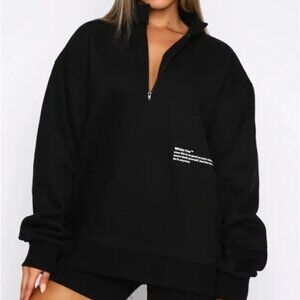 White Fox Caught Up With You Zip Front Sweater